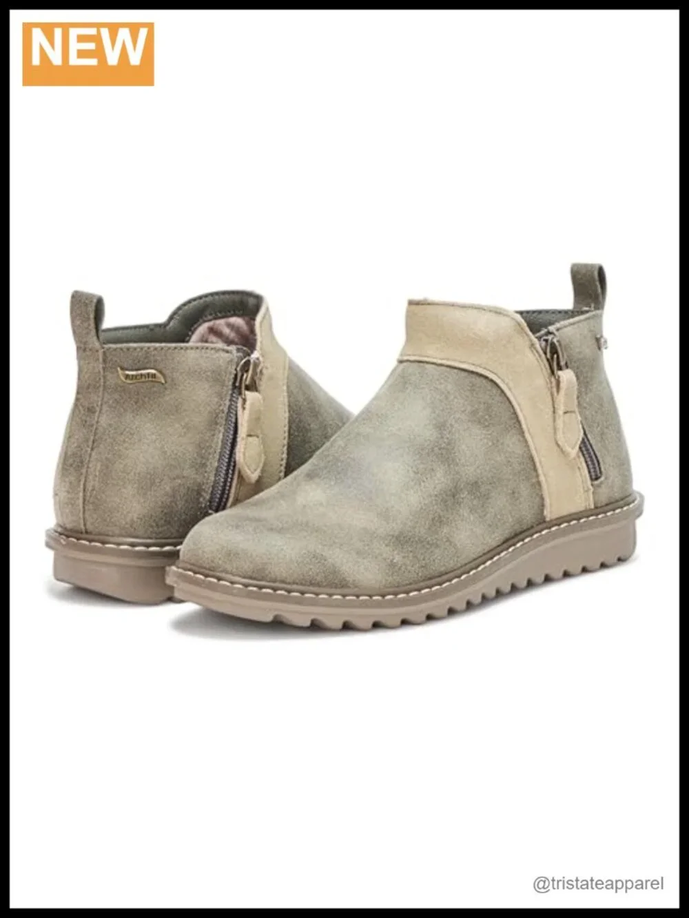 Faux Leather Suede Ankle Booties with Zip Closure Arch Fit Removable Insole